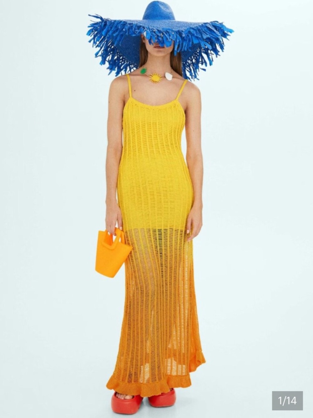 Simon Miller x Mango Yellow Ombré Knit Maxi Dress Size 4 Small